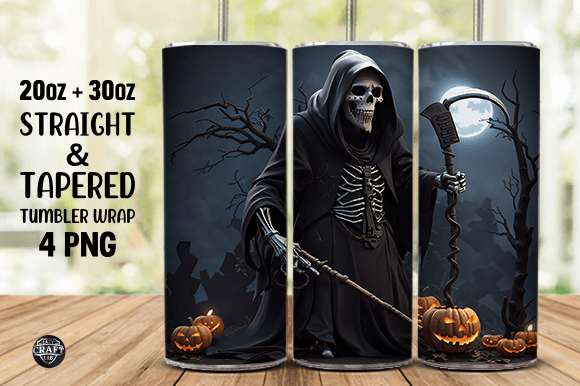 3D Grim Reaper Halloween Tumbler Wrap Graphics Review