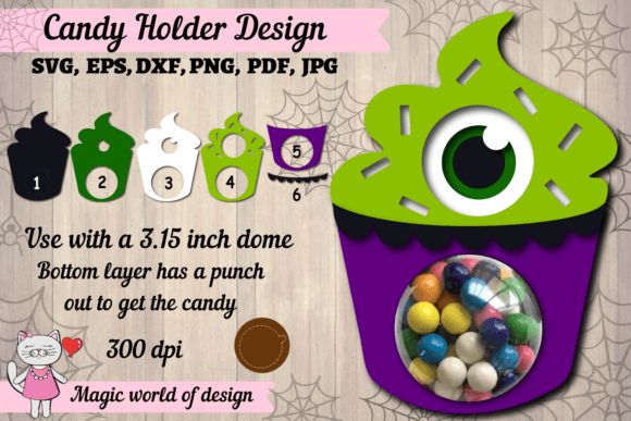 3d Halloween Spooky Cupcake Candy Dome Graphics