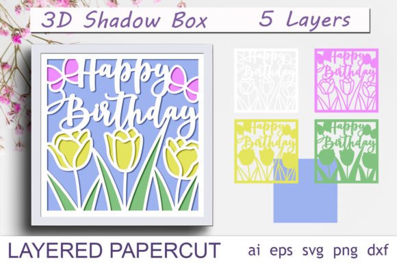 3d Happy Birthday Card, Shadow Box Svg for Laser Cutting