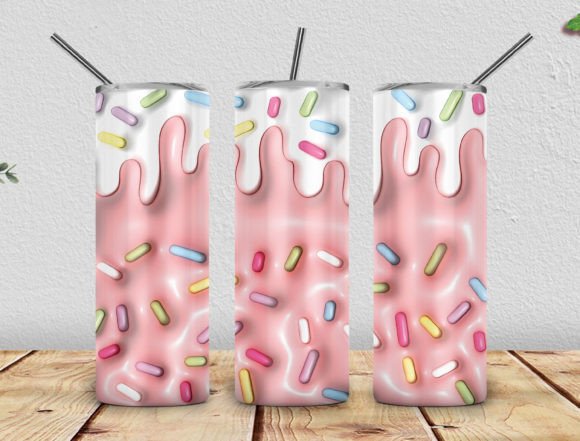 3D Inflated Sprinkle Tumbler 20oz PNG Graphics and Tumbler Wraps