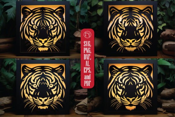 3D Layer Tiger Lightbox SVG for Shadow Boxes