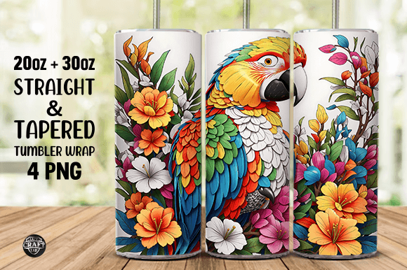 3D Vibrant Parrot Tumbler Wrap Graphics Review