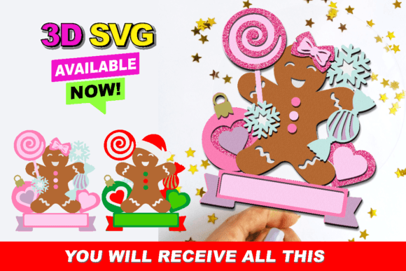 Cake Topper 3D SVG Ginger Cookie for Laser Cutting
