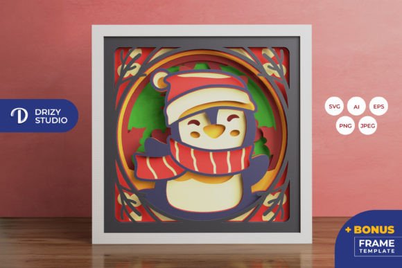 Christmas Penguin 3D Shadow Box SVG Review