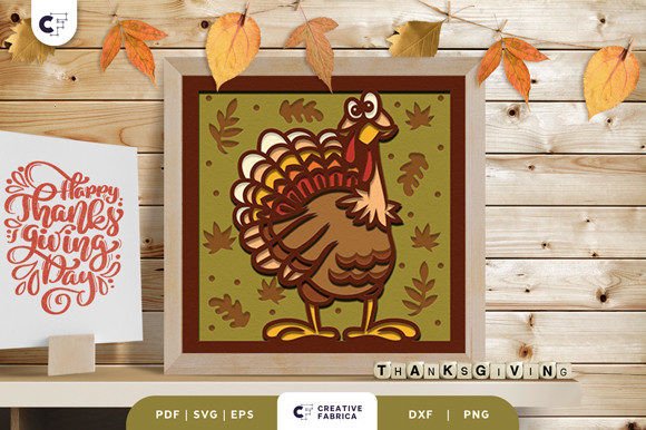 Cute Cartoon Turkey 3D SVG for Thanksgiving Crafts