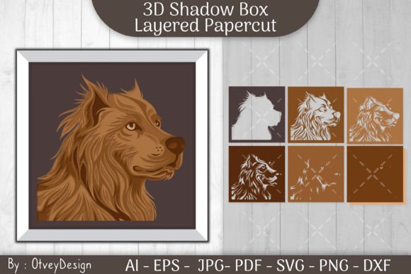 Dog 3D Shadowbox Layered Papercut Cut for 3D SVG and Shadow Boxes