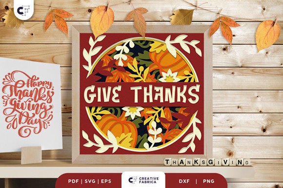 Give Thanks Autumn Leaves 3D Light Box for Thanksgiving