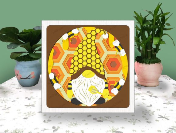 GNOME BEE 3D Box Paper Svg for Shadow Boxes