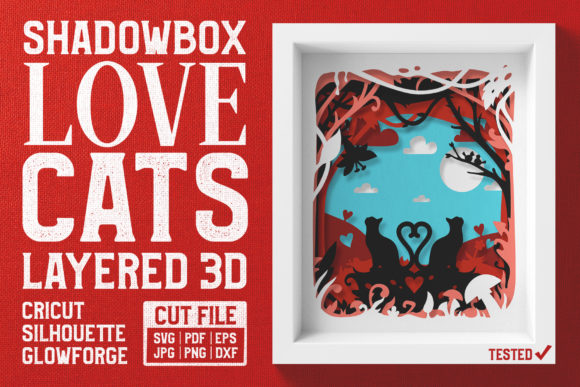 Love Cats 3D Shadow Box for Graphics & Crafts