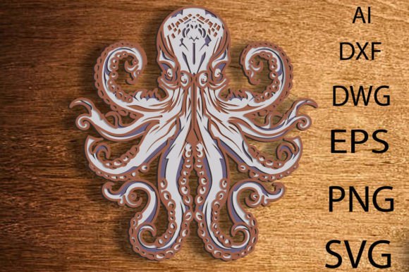 Octopus 3D SVG for Laser Cutting & Wall Decor