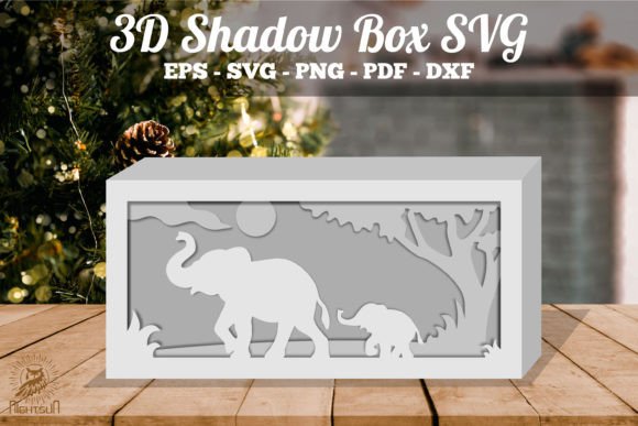 Reviewing Mother and Child Elephant 3D SVG for Shadow Boxes