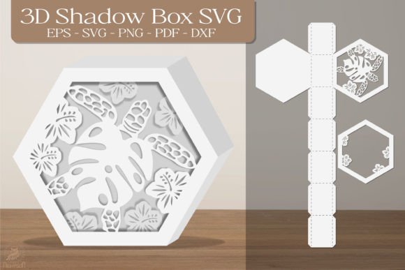 Sea Turtle and Flowers 3D SVG for Shadow Boxes
